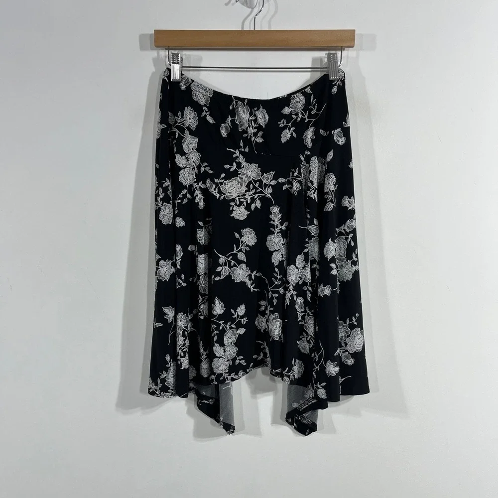 Robbie Bee VTG Fairy Grunge 90s Floral Handkerchief Hem Midi Skirt Small Boho